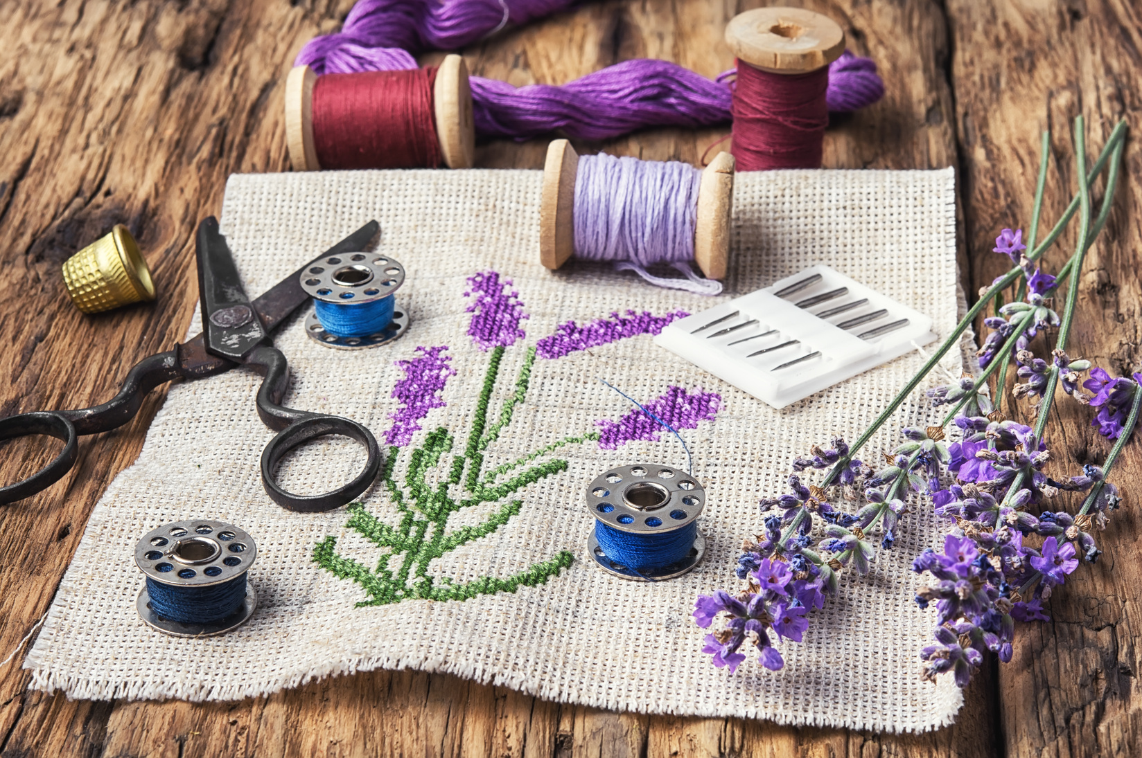 Lavender Bouquet Embroidery